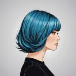 wig of chin-length blue hair image